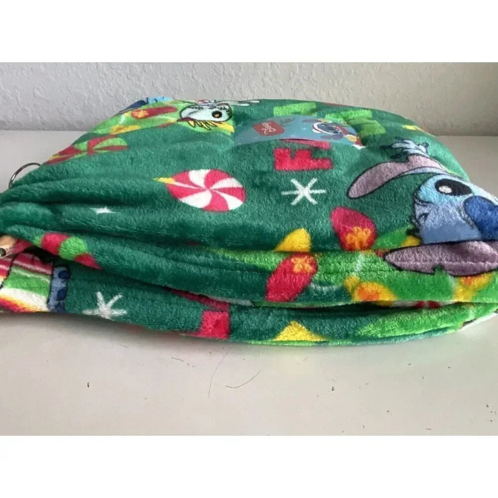 Disneys Stitch And Scrump PJ  Tradition 50 X 70” Christmas Lights Throw‎ Blanket